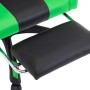 Silla gaming con reposapiés cuero sintético verde y negro de vidaXL, Sillas de oficina - Ref: Foro24-287989, Precio: 182,88 €...