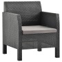 Set de muebles de jardín 2 pzas cojines PP ratán gris antracita de vidaXL, Conjuntos de jardín - Ref: Foro24-3079673, Precio:...