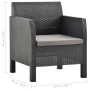 Set de muebles de jardín 2 pzas cojines PP ratán gris antracita de vidaXL, Conjuntos de jardín - Ref: Foro24-3079673, Precio:...