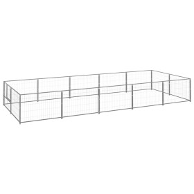 Silberner Zwinger 10 m² Stahl von vidaXL, Hundehütten und Zäune - Ref: Foro24-3082121, Preis: 205,63 €, Rabatt: %