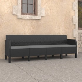 4-Sitzer-Gartensofa mit anthrazitgrauen Rattan-PP-Kissen von vidaXL, Gartensets - Ref: Foro24-3079669, Preis: 339,18 €, Rabat...