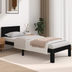 Black single solid wood bed frame 75x190 cm by vidaXL, Beds and slatted bases - Ref: Foro24-810459, Price: 115,99 €, Discount: %