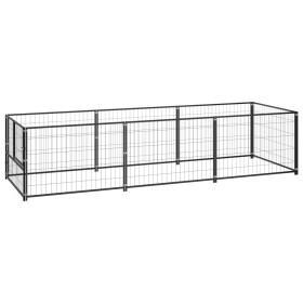 Perrera acero 3 m² negra de vidaXL, Casetas y cercados para perros - Ref: Foro24-3082093, Precio: 157,41 €, Descuento: %