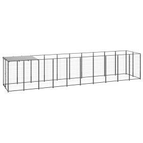 Black kennel 6.05 m² steel by vidaXL, Dog kennels and fences - Ref: Foro24-3082201, Price: 366,61 €, Discount: %