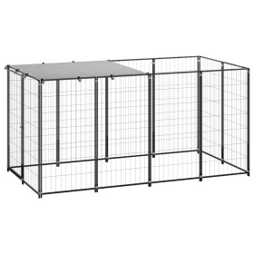 Black kennel 2.42 m² steel by vidaXL, Dog kennels and fences - Ref: Foro24-3082199, Price: 172,99 €, Discount: %