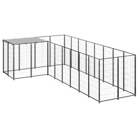 Black dog kennel 6.05 m² steel by vidaXL, Dog kennels and fences - Ref: Foro24-3082225, Price: 366,61 €, Discount: %