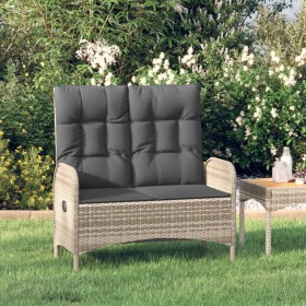 Banco de jardín reclinable con cojines ratán PE gris 107 cm de vidaXL, Bancos de jardín - Ref: Foro24-319893, Precio: 152,99 ...