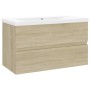 Sonoma oak engineered wood vanity unit with sink by vidaXL, bathroom vanities - Ref: Foro24-3071552, Price: 222,16 €, Discoun...