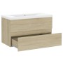 Sonoma oak engineered wood vanity unit with sink by vidaXL, bathroom vanities - Ref: Foro24-3071552, Price: 222,16 €, Discoun...