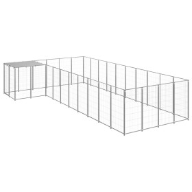 Silver dog kennel, 13.31 m² steel by vidaXL, Dog kennels and fences - Ref: Foro24-3082244, Price: 398,13 €, Discount: %