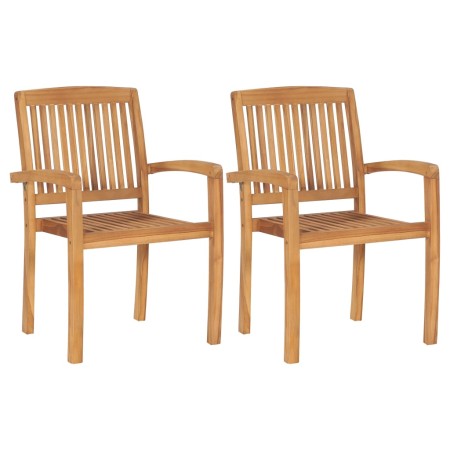 Stackable garden dining chairs 2 units solid teak wood by vidaXL, Garden chairs - Ref: Foro24-49387, Price: 220,87 €, Discoun...