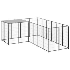 Black kennel 4.84 m² steel by vidaXL, Dog kennels and fences - Ref: Foro24-3082211, Price: 295,99 €, Discount: %