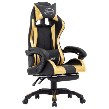 Gaming chair with footrest black and gold synthetic leather by vidaXL, Office chairs - Ref: Foro24-287988, Price: 163,83 €, D...