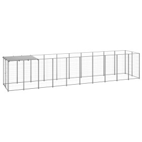 Silver dog kennel 6.05 m² steel by vidaXL, Dog kennels and fences - Ref: Foro24-3082204, Price: 305,39 €, Discount: %