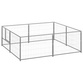 Silberner Zwinger 4 m² aus Stahl von vidaXL, Hundehütten und Zäune - Ref: Foro24-3082118, Preis: 131,47 €, Rabatt: %