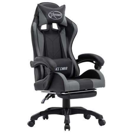 Gaming-Stuhl mit Fußstütze aus grauem und schwarzem Kunstleder von vidaXL, Bürostühle - Ref: Foro24-287990, Preis: 173,99 €, ...