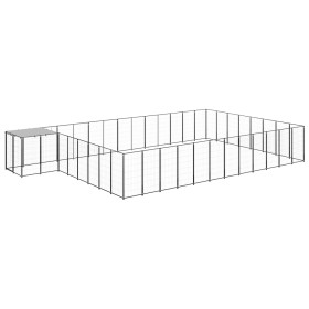 Black kennel 30.25 m² steel by vidaXL, Dog kennels and fences - Ref: Foro24-3082230, Price: 635,18 €, Discount: %