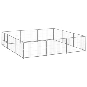 Silver dog kennel 9 m² steel by vidaXL, Dog kennels and fences - Ref: Foro24-3082135, Price: 189,53 €, Discount: %