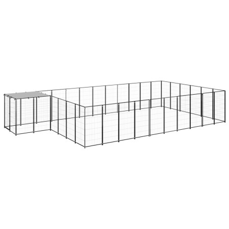 Black kennel 19.36 m² steel by vidaXL, Dog kennels and fences - Ref: Foro24-3082215, Price: 519,99 €, Discount: %