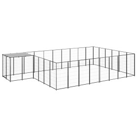 Black kennel 15.73 m² steel by vidaXL, Dog kennels and fences - Ref: Foro24-3082214, Price: 484,90 €, Discount: %