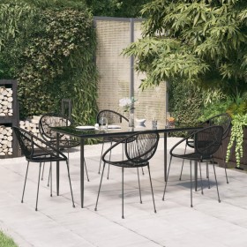 Juego de comedor para jardín 7 piezas ratán PVC negro de vidaXL, Conjuntos de jardín - Ref: Foro24-3156533, Precio: 742,77 €,...