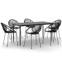 Juego de comedor para jardín 7 piezas ratán PVC negro de vidaXL, Conjuntos de jardín - Ref: Foro24-3156533, Precio: 742,99 €,...