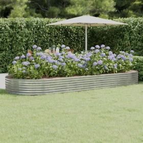 Steel flower bed silver powder coated planter 373x140x36 cm by vidaXL, Pots and planters - Ref: Foro24-319037, Price: 85,99 €...