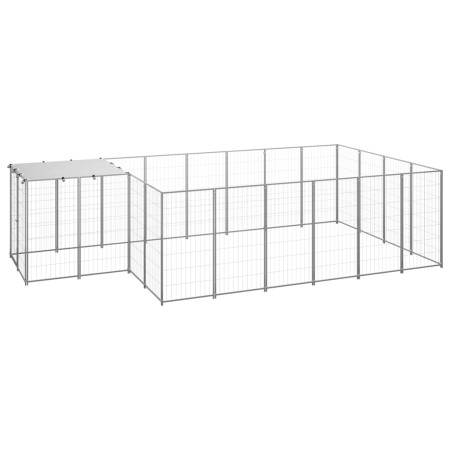 Silver kennel 8.47 m² steel by vidaXL, Dog kennels and fences - Ref: Foro24-3082209, Price: 305,39 €, Discount: %