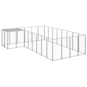 Silver kennel 10.89 m² steel by vidaXL, Dog kennels and fences - Ref: Foro24-3082232, Price: 373,48 €, Discount: %