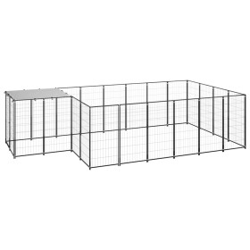 Black dog kennel 8.47 m² steel by vidaXL, Dog kennels and fences - Ref: Foro24-3082206, Price: 366,99 €, Discount: %