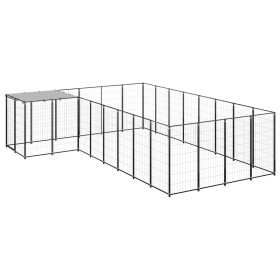 Black kennel 10.89 m² steel by vidaXL, Dog kennels and fences - Ref: Foro24-3082226, Price: 412,99 €, Discount: %