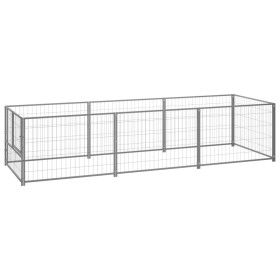 Silberner Zwinger 3 m² aus Stahl von vidaXL, Hundehütten und Zäune - Ref: Foro24-3082101, Preis: 131,47 €, Rabatt: %