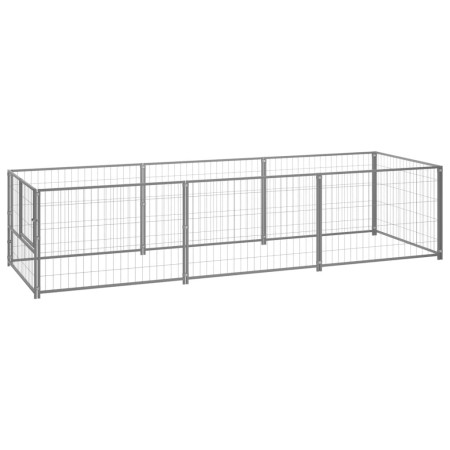 Silberner Zwinger 3 m² aus Stahl von vidaXL, Hundehütten und Zäune - Ref: Foro24-3082101, Preis: 130,74 €, Rabatt: %