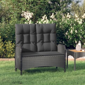 Banco de jardín reclinable con cojines ratán PE negro 107 cm de vidaXL, Bancos de jardín - Ref: Foro24-319894, Precio: 148,72...