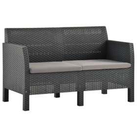 2-Sitzer-Gartensofa mit anthrazitgrauen Rattan-PP-Kissen von vidaXL, Gartensets - Ref: Foro24-3067231, Preis: 171,76 €, Rabat...