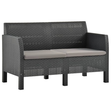 2-Sitzer-Gartensofa mit anthrazitgrauen Rattan-PP-Kissen von vidaXL, Gartensets - Ref: Foro24-3067231, Preis: 171,24 €, Rabat...