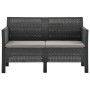 2-Sitzer-Gartensofa mit anthrazitgrauen Rattan-PP-Kissen von vidaXL, Gartensets - Ref: Foro24-3067231, Preis: 171,24 €, Rabat...