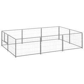 Silberner Zwinger 6 m² aus Stahl von vidaXL, Hundehütten und Zäune - Ref: Foro24-3082119, Preis: 147,32 €, Rabatt: %