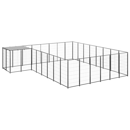 Black dog kennel, 15.73 m² steel by vidaXL, Dog kennels and fences - Ref: Foro24-3082227, Price: 484,90 €, Discount: %