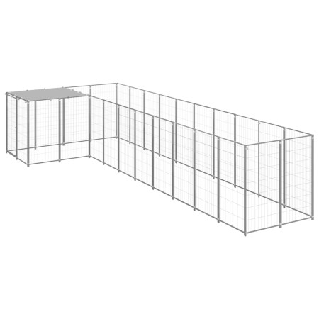 Silver kennel 7.26 m² steel by vidaXL, Dog kennels and fences - Ref: Foro24-3082243, Price: 373,48 €, Discount: %