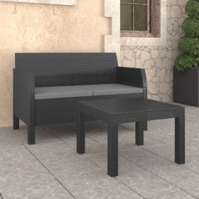 2-teiliges Gartenmöbel-Set Kissen PP Rattan anthrazitgrau von vidaXL, Gartensets - Ref: Foro24-3079667, Preis: 216,99 €, Raba...