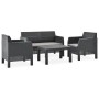 Set de muebles jardín 4 piezas cojines PP ratán gris antracita de vidaXL, Conjuntos de jardín - Ref: Foro24-3067234, Precio: ...