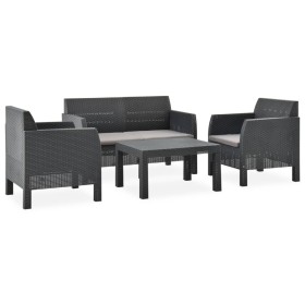 4-teiliges Gartenmöbel-Set PP Rattan Kissen anthrazitgrau von vidaXL, Gartensets - Ref: Foro24-3067234, Preis: 380,99 €, Raba...