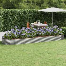 Steel flower bed silver powder coated planter 450x140x36 cm by vidaXL, Pots and planters - Ref: Foro24-319042, Price: 98,99 €...