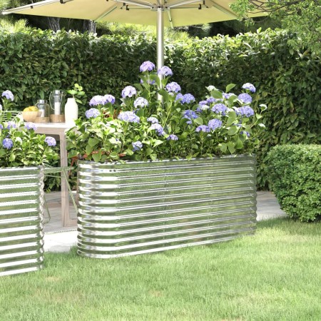 Steel powder-coated silver planter raised bed 152x40x68 cm by vidaXL, Pots and planters - Ref: Foro24-318897, Price: 116,74 €...