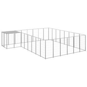 Silver dog kennel 15.73 m² steel by vidaXL, Dog kennels and fences - Ref: Foro24-3082233, Price: 398,13 €, Discount: %