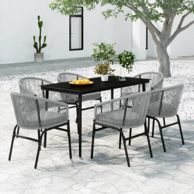 7-piece synthetic rattan garden dining set in gray color. by vidaXL, Garden sets - Ref: Foro24-3099254, Price: 687,99 €, Disc...