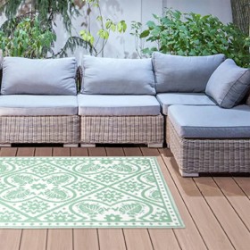 Esschert Design Alfombra de exterior azulejos verde blanco 182x122 cm de Esschert Design, Protectores para exterior - Ref: Fo...