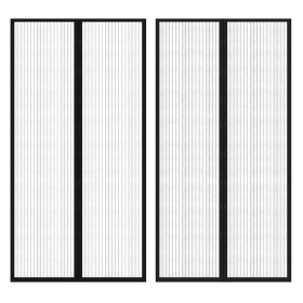 Mosquito net curtain for door 2 pcs black magnet 210 x 100 cm by vidaXL, Mosquito nets for windows - Ref: Foro24-40920, Price...