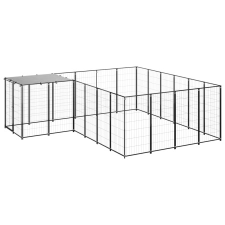 Black dog kennel 8.47 m² steel by vidaXL, Dog kennels and fences - Ref: Foro24-3082212, Price: 366,61 €, Discount: %